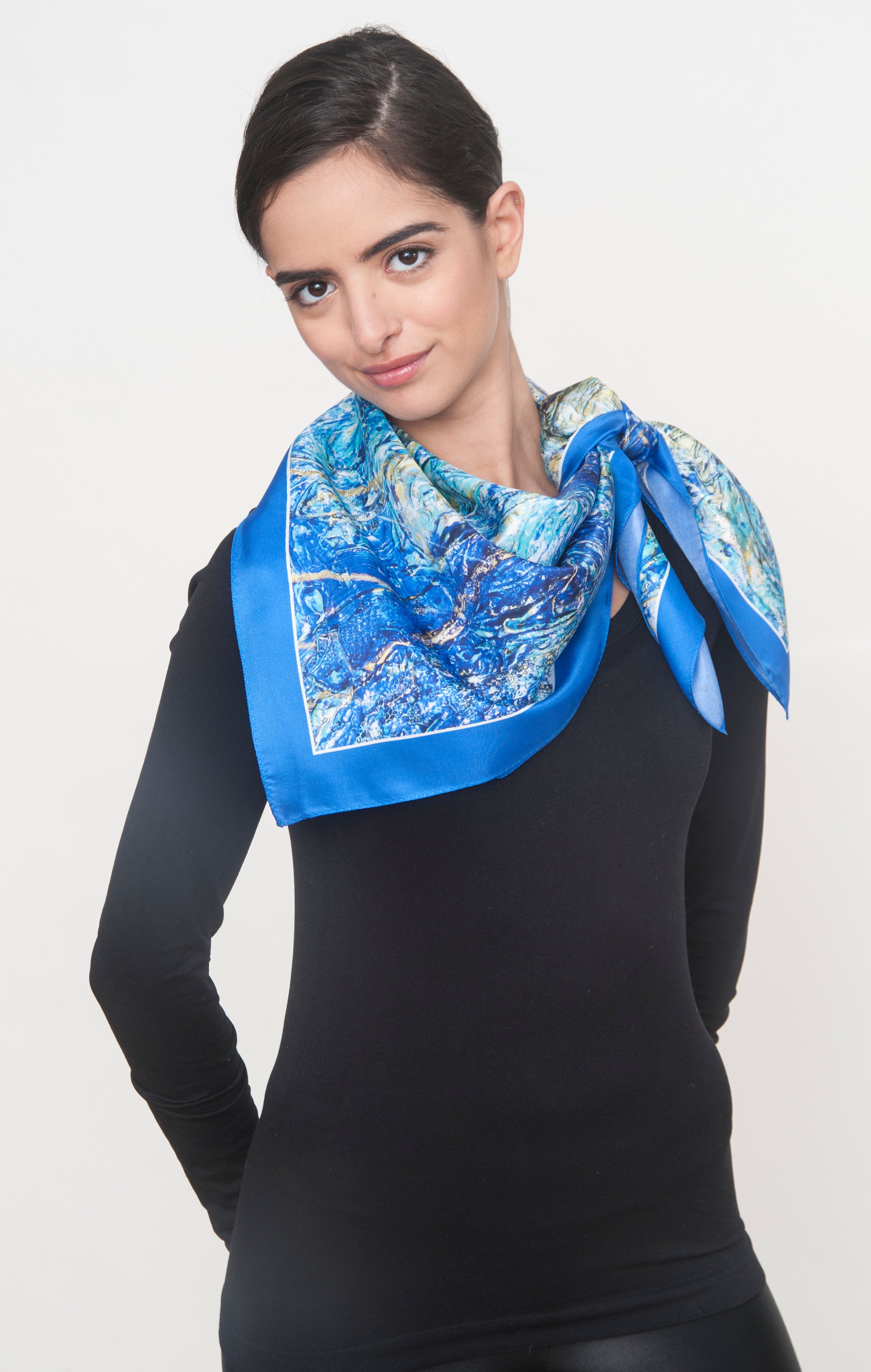 "Black Swan" Silk Foulard Scarf - SMHDGalleries