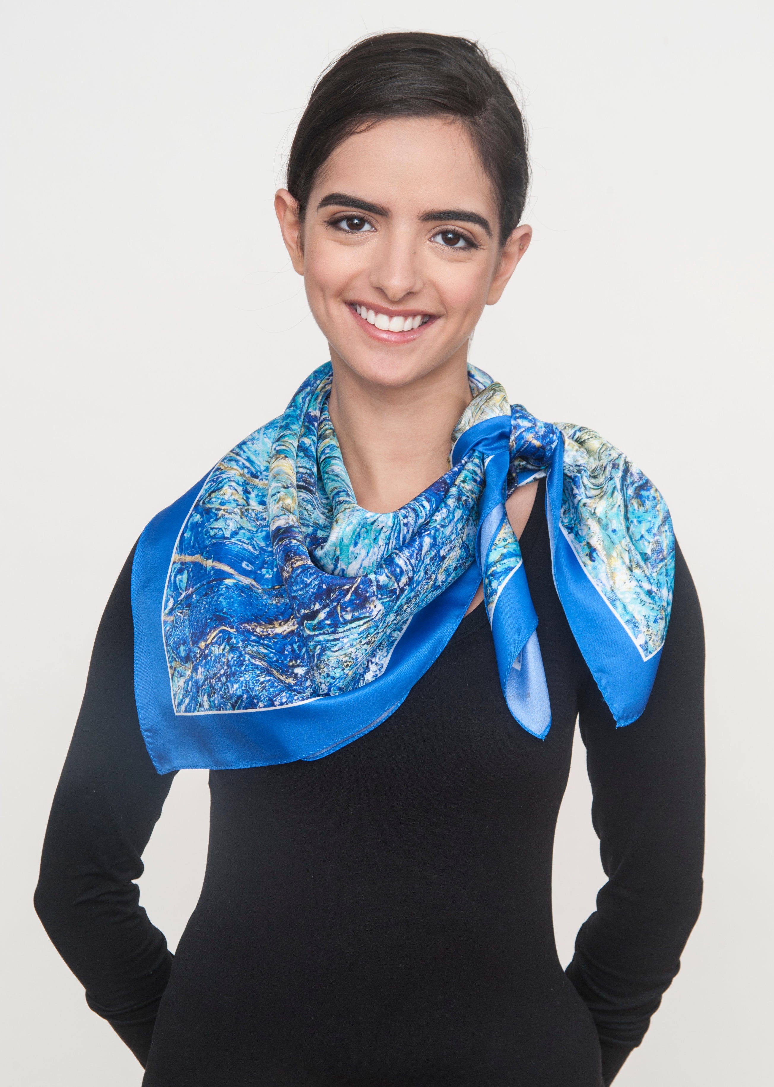 "Black Swan" Silk Foulard Scarf - SMHDGalleries