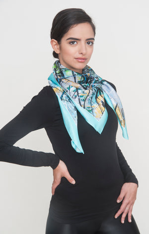 "Aquarius" Silk Foulard Scarf - SMHDGalleries