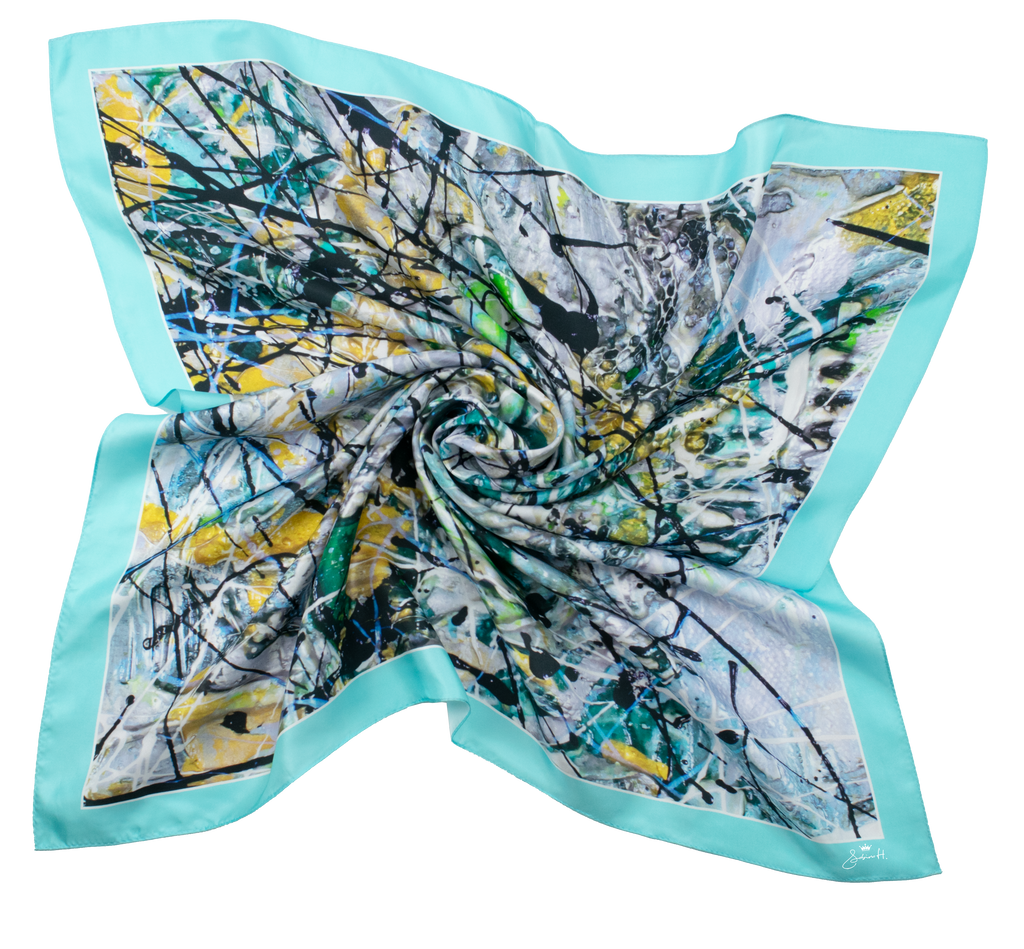 "Aquarius" Silk Foulard Scarf - SMHDGalleries